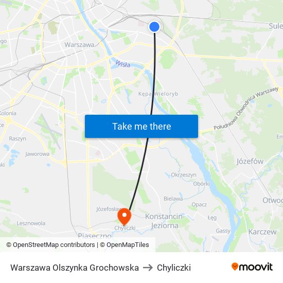 Warszawa Olszynka Grochowska to Chyliczki map