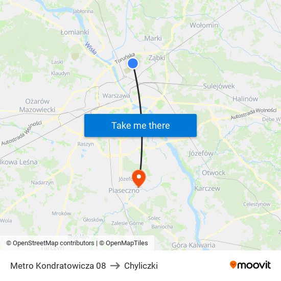 Metro Kondratowicza 08 to Chyliczki map