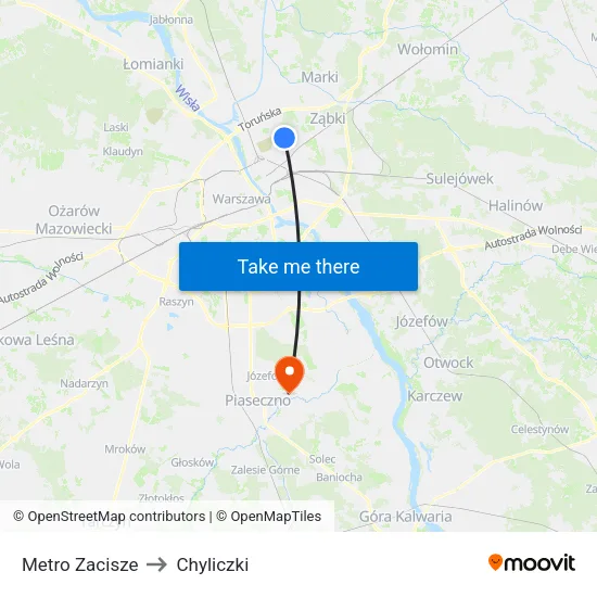 Metro Zacisze to Chyliczki map