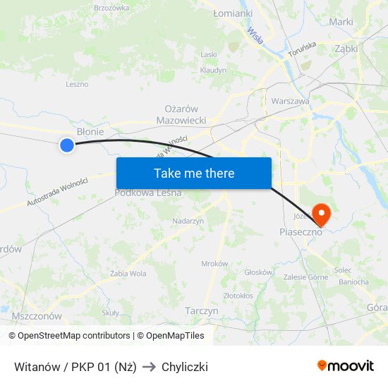 Witanów / PKP 01 (Nż) to Chyliczki map