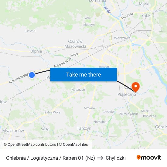 Chlebnia / Logistyczna / Raben (Nż) to Chyliczki map