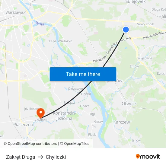 Zakręt Długa to Chyliczki map