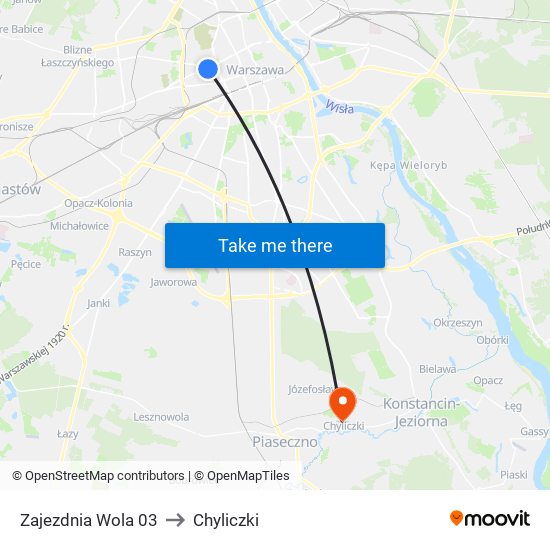 Zajezdnia Wola to Chyliczki map