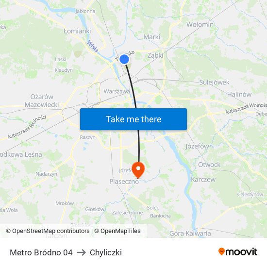 Metro Bródno 04 to Chyliczki map