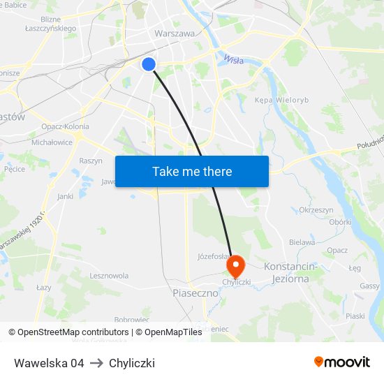 Wawelska 04 to Chyliczki map