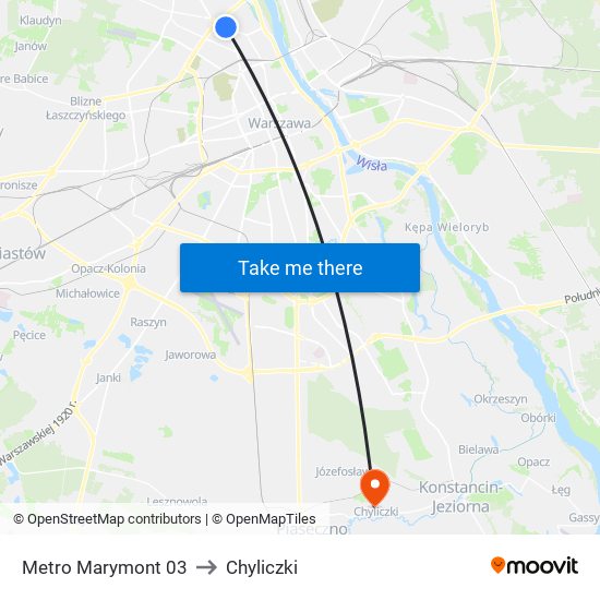 Metro Marymont to Chyliczki map