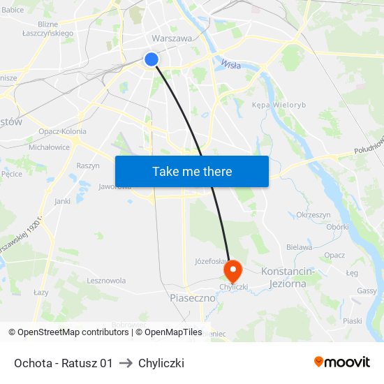 Ochota - Ratusz 01 to Chyliczki map