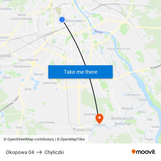 Okopowa 04 to Chyliczki map