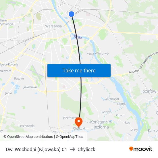 Dw. Wschodni (Kijowska) 01 to Chyliczki map