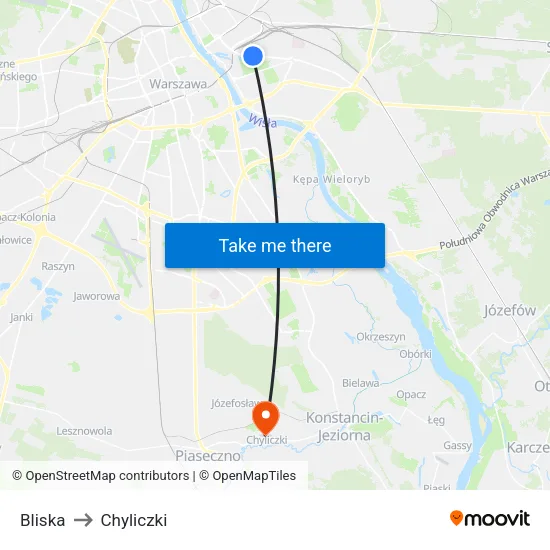 Bliska to Chyliczki map