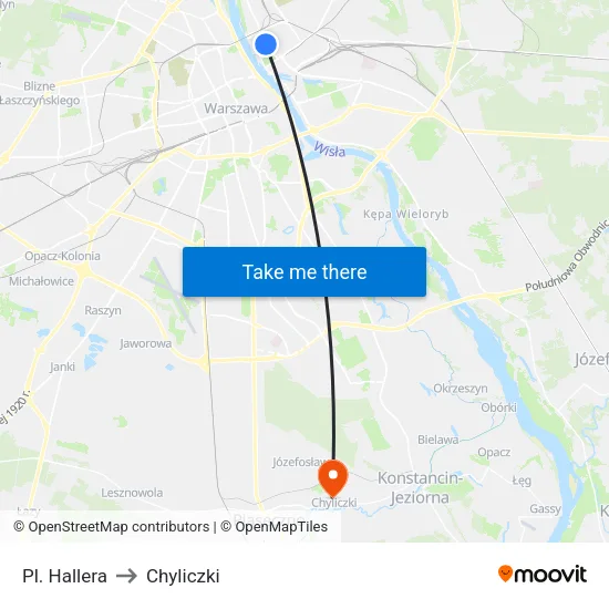 Pl. Hallera to Chyliczki map