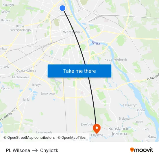 Pl. Wilsona to Chyliczki map