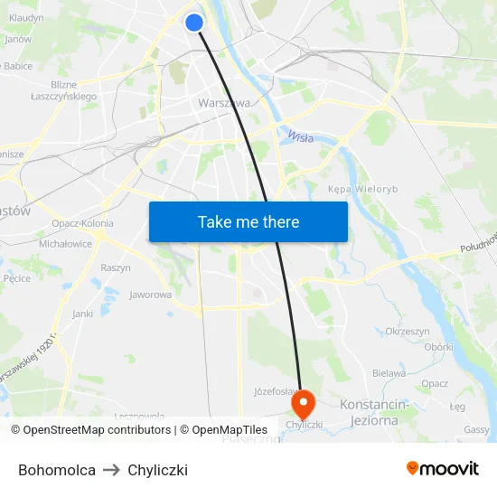 Bohomolca to Chyliczki map