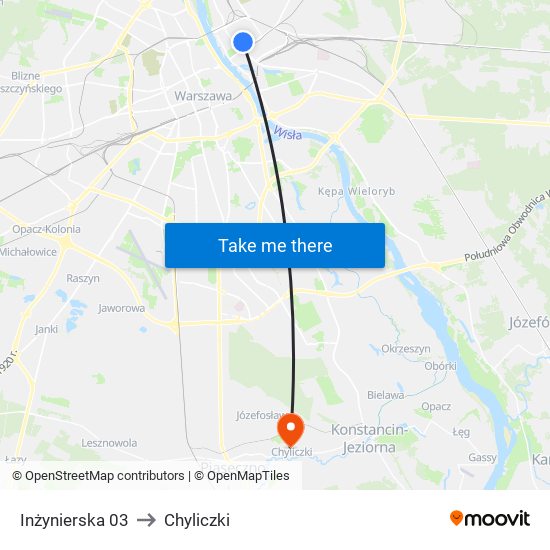 Inżynierska to Chyliczki map