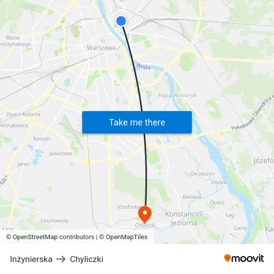 Inżynierska to Chyliczki map