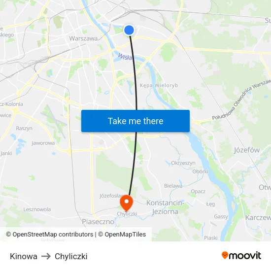 Kinowa to Chyliczki map