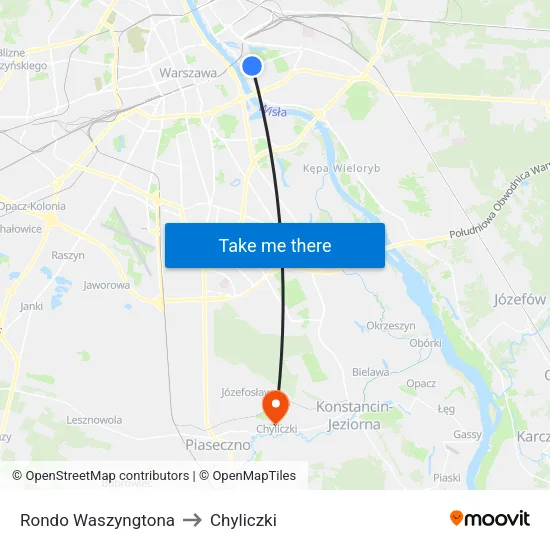 Rondo Waszyngtona to Chyliczki map