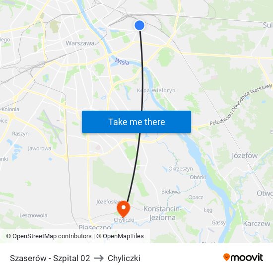 Szaserów-Szpital to Chyliczki map