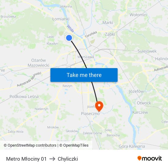 Metro Młociny 01 to Chyliczki map