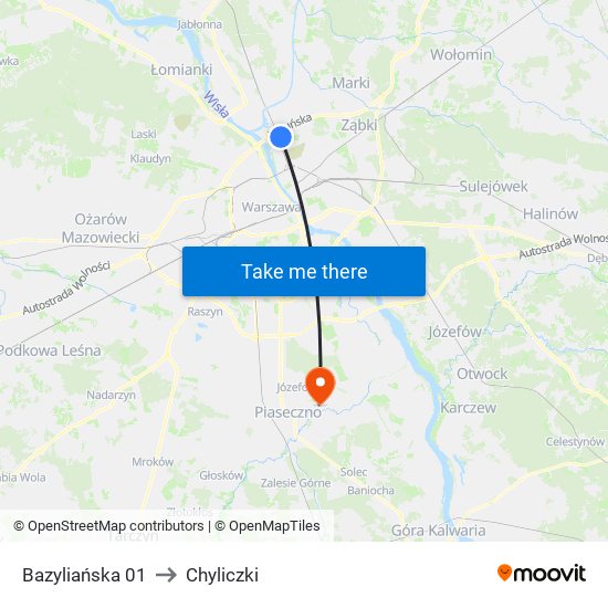 Bazyliańska to Chyliczki map