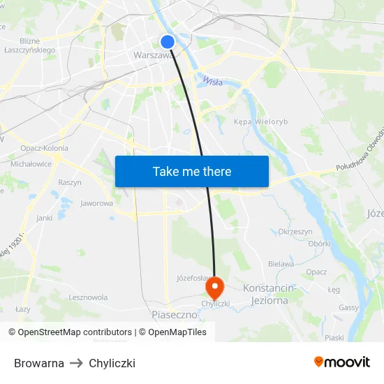 Browarna to Chyliczki map