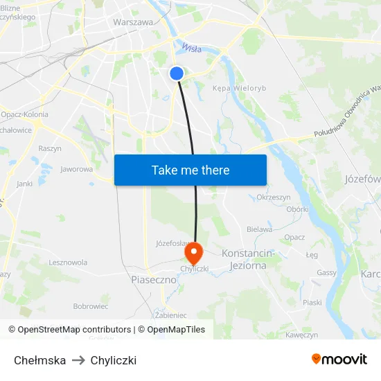 Chełmska to Chyliczki map