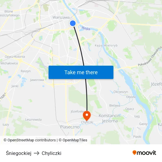 Śniegockiej to Chyliczki map