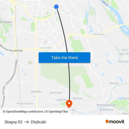 Stegny 02 to Chyliczki map