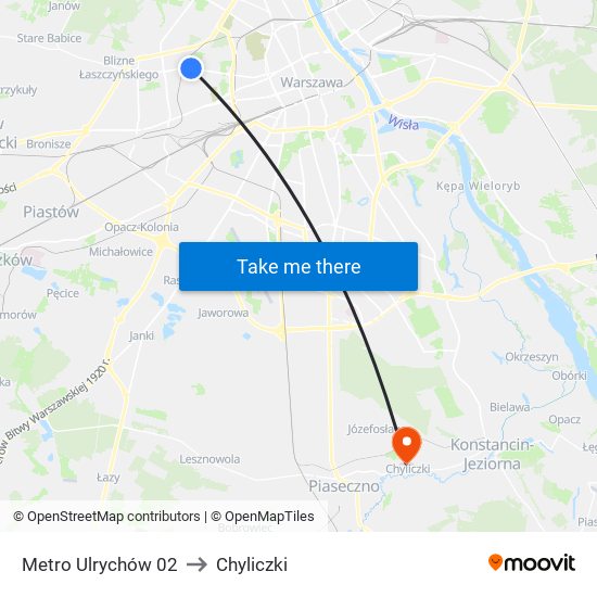 Metro Ulrychów 02 to Chyliczki map