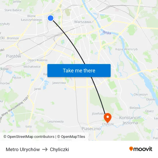Metro Ulrychów to Chyliczki map