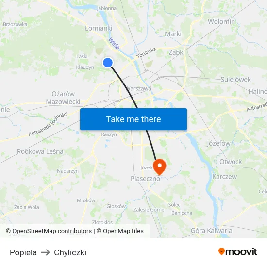 Popiela to Chyliczki map