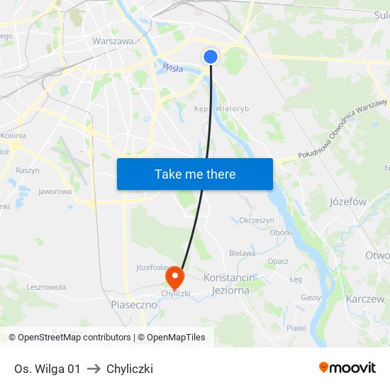 Os. Wilga 01 to Chyliczki map