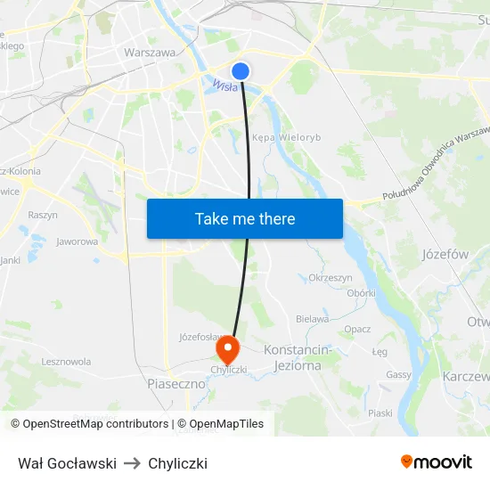 Wał Gocławski to Chyliczki map