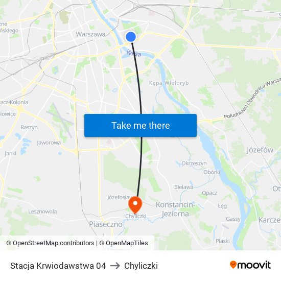 Stacja Krwiodawstwa 04 to Chyliczki map