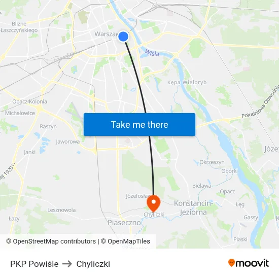 PKP Powiśle to Chyliczki map