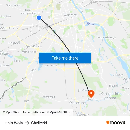 Hala Wola to Chyliczki map