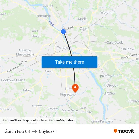 Żerań Fso to Chyliczki map