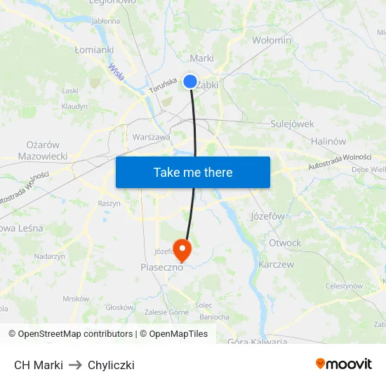 CH Marki to Chyliczki map