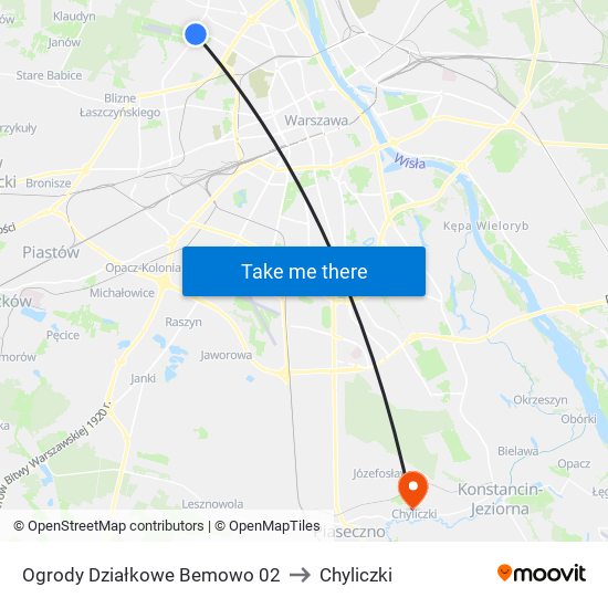 Ogrody Działkowe Bemowo 02 to Chyliczki map