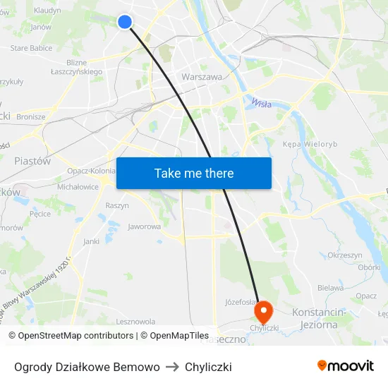 Ogrody Działkowe Bemowo to Chyliczki map