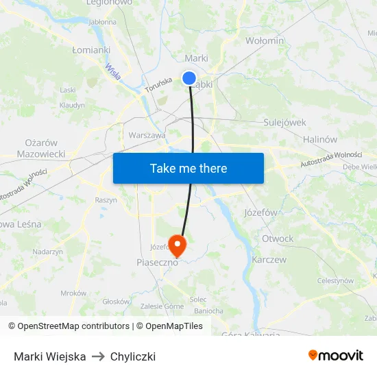 Marki Wiejska to Chyliczki map