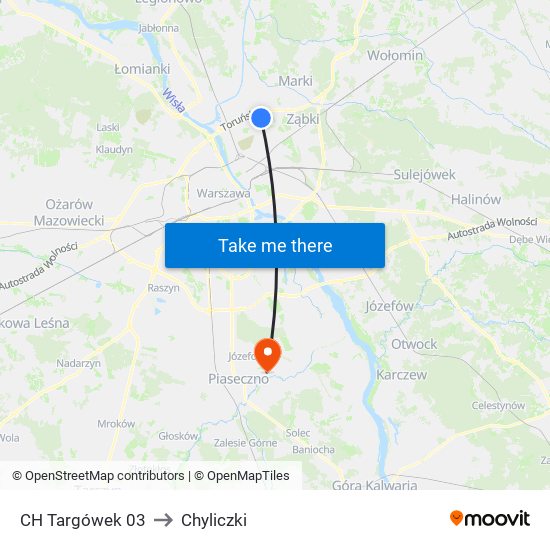 CH Targówek to Chyliczki map