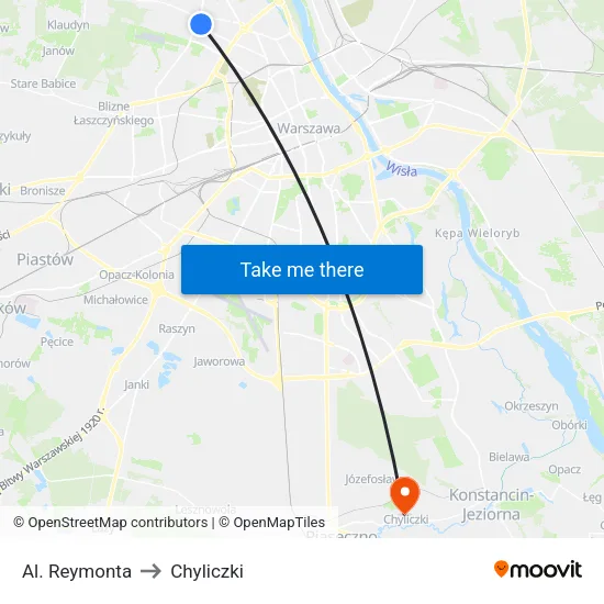 Al. Reymonta to Chyliczki map