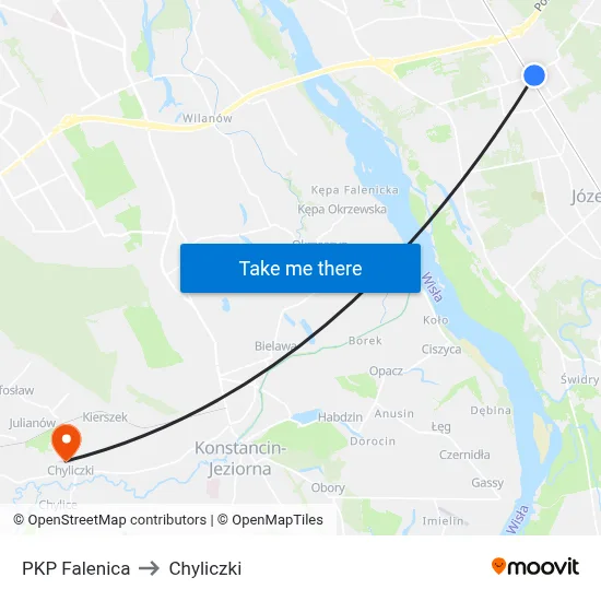 PKP Falenica to Chyliczki map