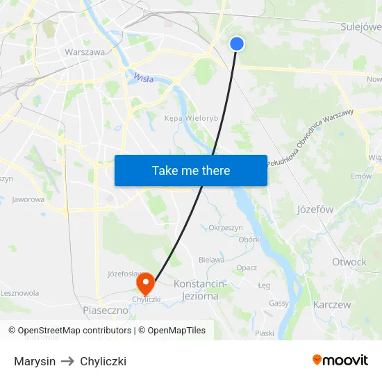 Marysin to Chyliczki map