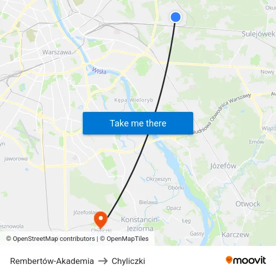 Rembertów - Akademia to Chyliczki map