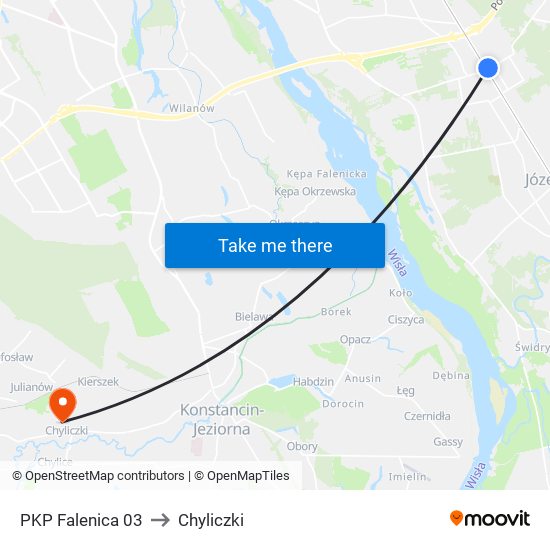 PKP Falenica 03 to Chyliczki map