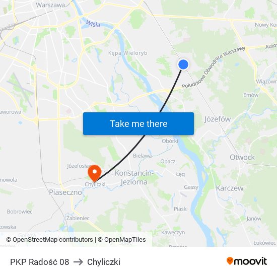PKP Radość 08 to Chyliczki map