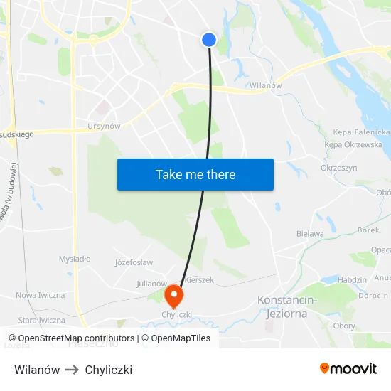 Wilanów to Chyliczki map