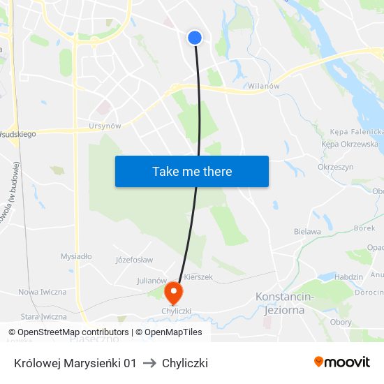 Królowej Marysieńki to Chyliczki map